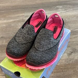 Skechers Black and Pink Slip-On Sneakers